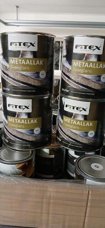 Fitex metaallak blik 1 en 2.5ltr wit zijdeglans, Ophalen of Verzenden, Nieuw, Wit