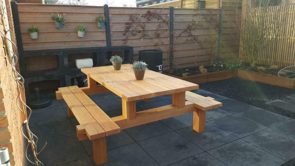 Modern robuuste douglas picknicktafels, Tuin en Terras, Ophalen of Verzenden, Nieuw, Hout