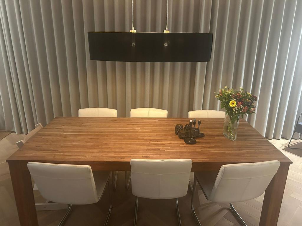 Mooie massief houten eettafel 220x100cm, Huis en Inrichting, Tafels | Eettafels, Zo goed als nieuw, 100 tot 150 cm, 200 cm of meer