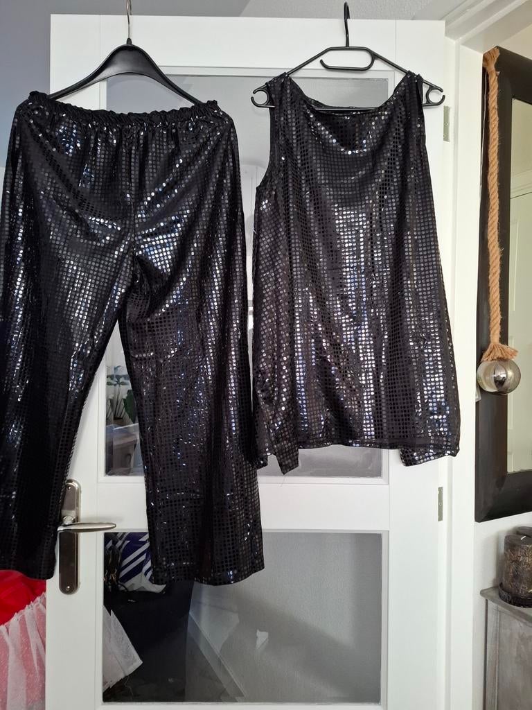 Carnaval Pak Zwart Glitter Maat L, Ophalen of Verzenden, Zo goed als nieuw, Carnaval, Kleding