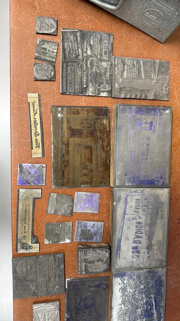 Te koop blauwdruk plaatjes zeefdruk stempelblokken, Antiek en Kunst, Ophalen of Verzenden