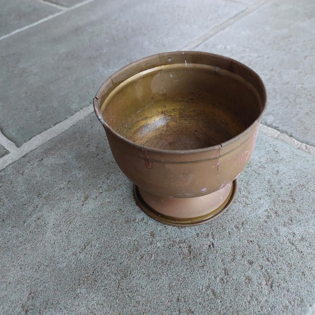 Antieke Koperen Bloempot op Voet, Antiek en Kunst, Ophalen of Verzenden
