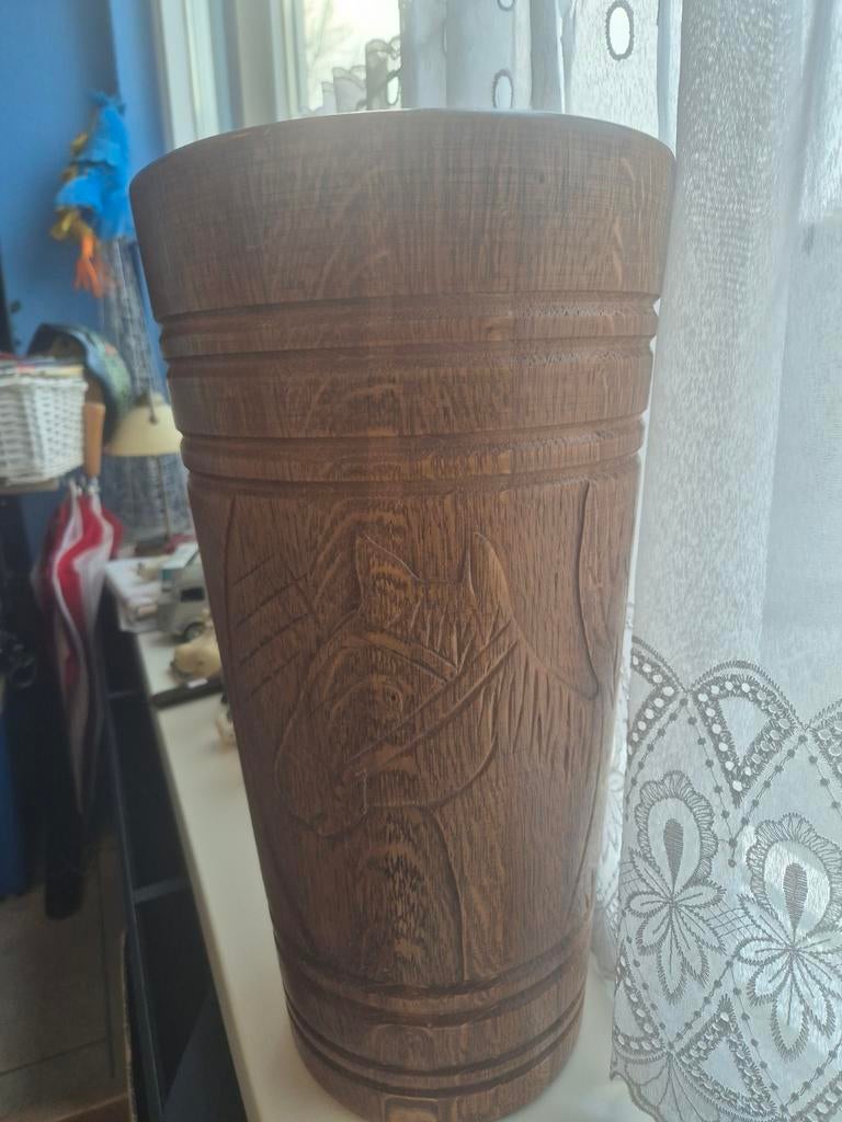 Houten paraplubak met paardenmotief, Ophalen of Verzenden
