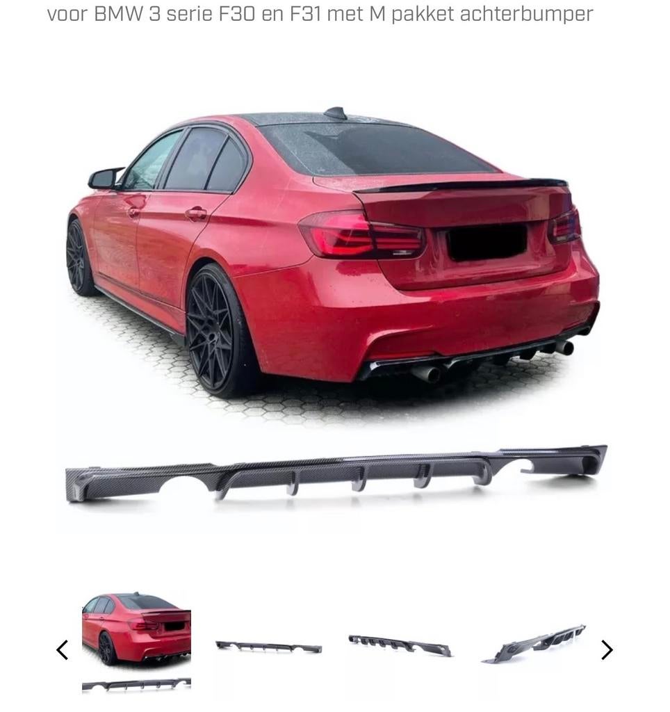 BMW F30/F31 M Performance Diffuser - Nieuw!, Nieuw, Ophalen of Verzenden, Achter, Bumper