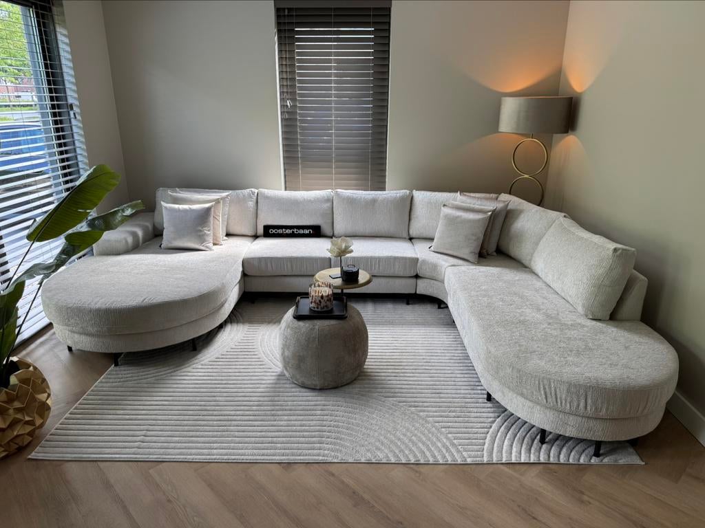 Luxe Teddy Velvet U-bank Rondo 200x375x270cm JAPANDI Uniek, Info@oosterbaanwonen.nl, Venus 31 8448CE Heerenveen, Hoekbank, Ophalen of Verzenden