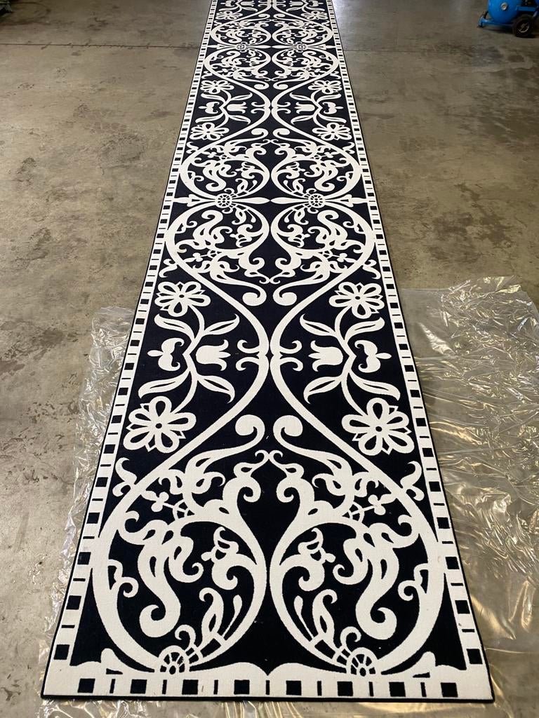 Karpet / loper zwart /wit K1, Ophalen, Wit, 50 tot 100 cm, Rechthoekig