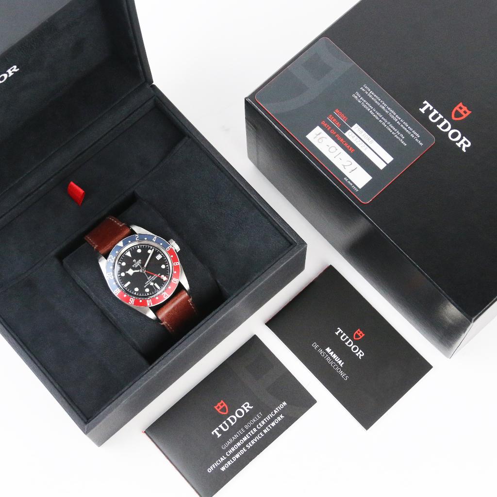Tudor Black Bay GMT 41 (Zeer goed/ 2021), Sieraden, Tassen en Uiterlijk, Horloges | Heren, Overige merken, Leer, Staal, Polshorloge
