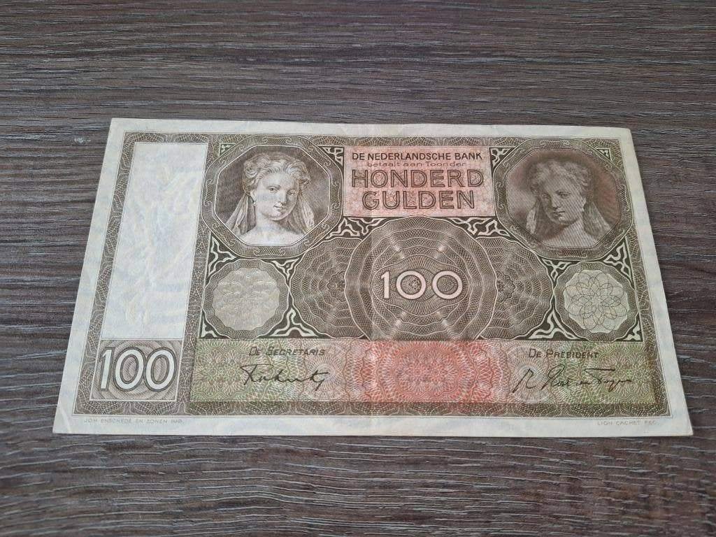 Prachtig biljet 100 gulden Luitspelende Vrouw, 1941, Postzegels en Munten, Verzenden, 100 gulden