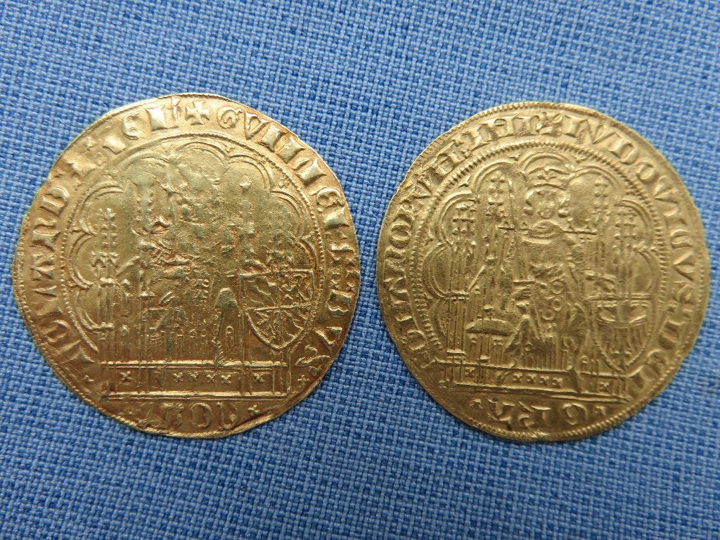 Gouden schilden  - Dordrecht en Antwerpen - 14e eeuw, Postzegels en Munten, Munten | Nederland, Vóór koninkrijk, Setje, Goud, Overige waardes