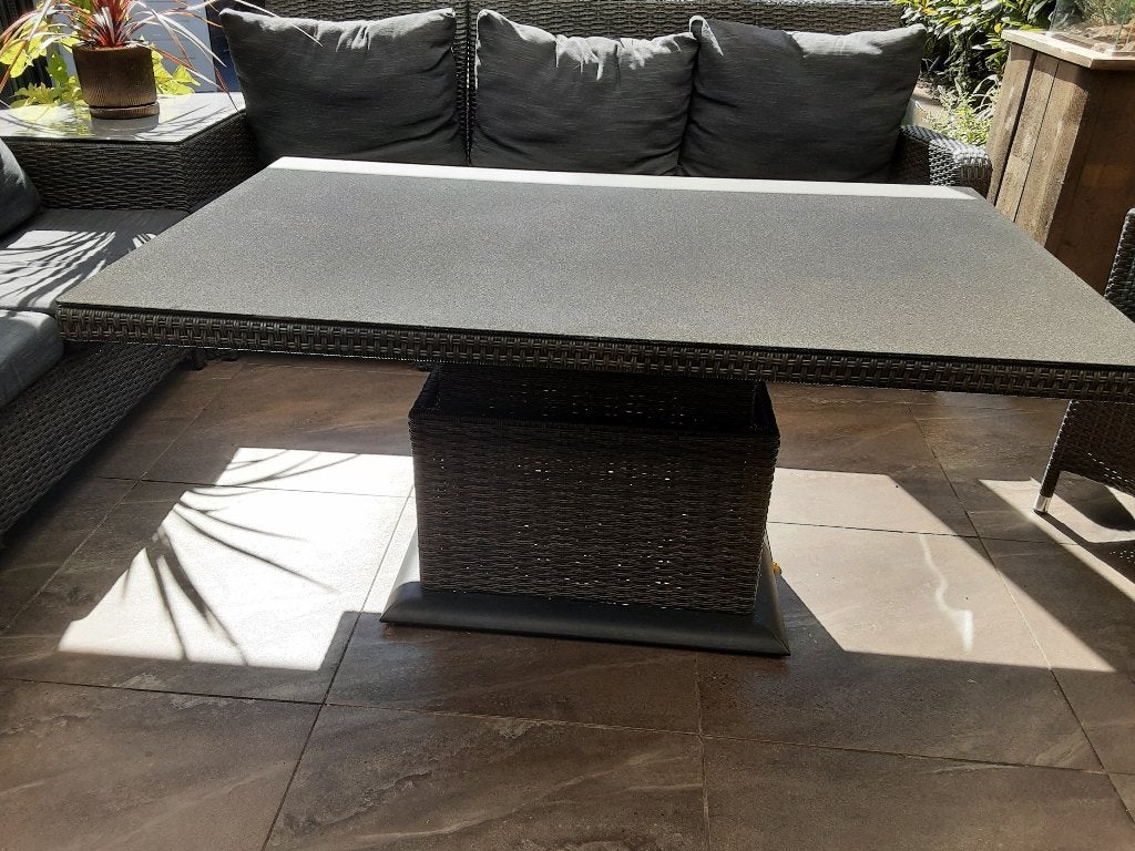 Tuintafel antraciet  met 2 tuinstoelen, Tuin en Terras, Tuintafels, Ophalen, Zo goed als nieuw, Rechthoekig, Kunststof