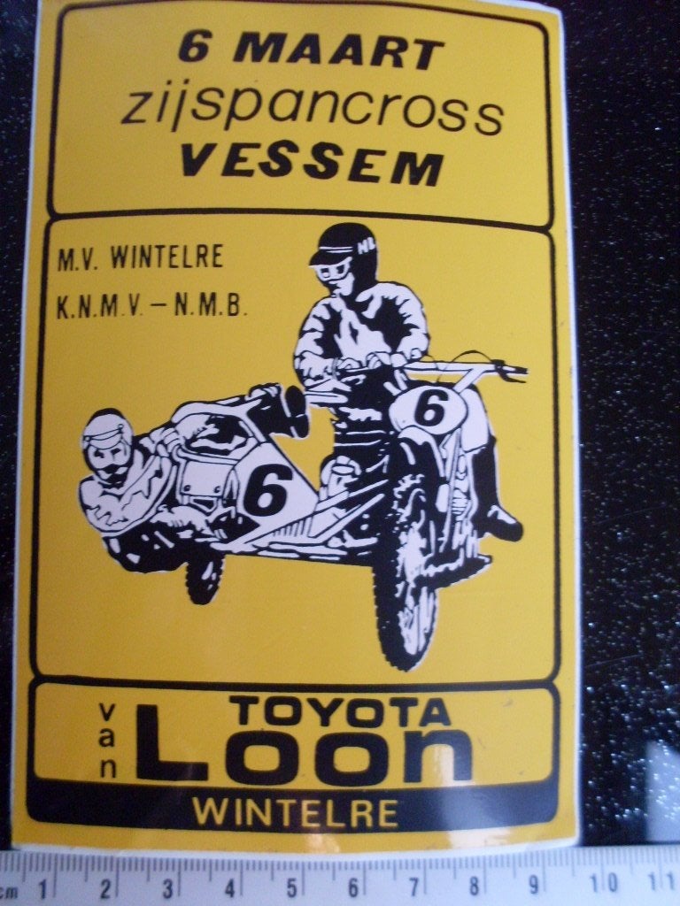 sticker zijspancross vessem mv wintelre knmv nmb sidecar, Verzenden, Zo goed als nieuw, Bedrijf of Vereniging