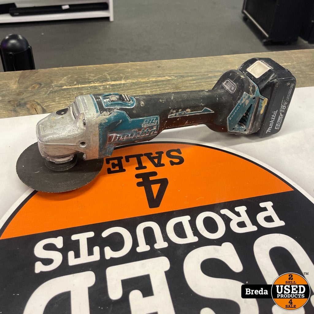 Makita DGA504Z Haakse Slijper Incl 5.0Ah accu, Doe-het-zelf en Verbouw, Gereedschap | Slijpmachines, Makita, Zo goed als nieuw