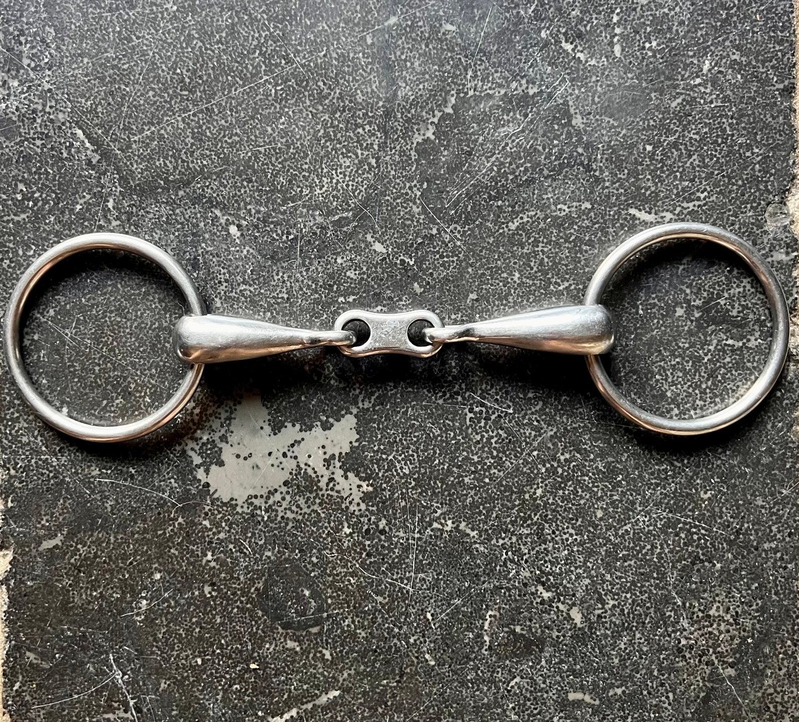 Bit, trens, dubbel gebroken bit 14 cm, Dieren en Toebehoren, Gebruikt, Zilver, Ophalen of Verzenden, Anatomisch gevormd