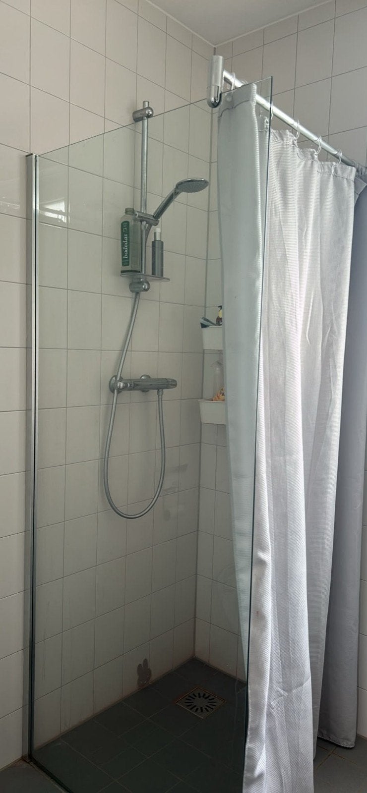 RVS douchewand 90x200, Ophalen, Overige typen, 50 tot 100 cm, Minder dan 100 cm