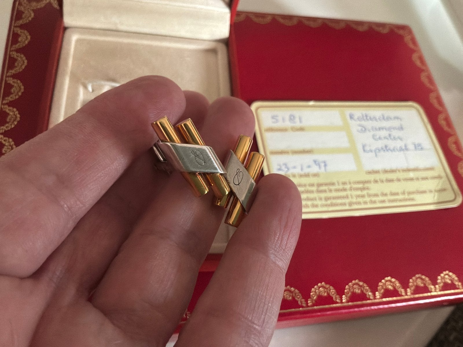 ST Dupont Paris Vintage Manchetknopen verguld certificaat, Verzenden, Zo goed als nieuw, Overige materialen, Verguld