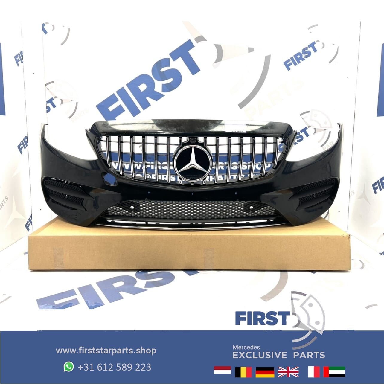 W213 AMG LINE VOORBUMPER COMPLEET + GT GRIL Mercedes E Klass, Gebruikt, -, Voor, Ophalen of Verzenden
