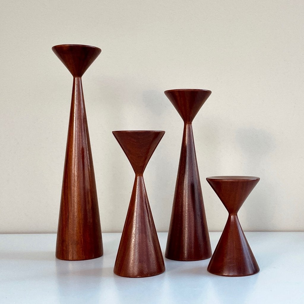 4 Mid Century palissander KANDELAARS Deens vintage design, -, Ophalen of Verzenden, Zo goed als nieuw, -