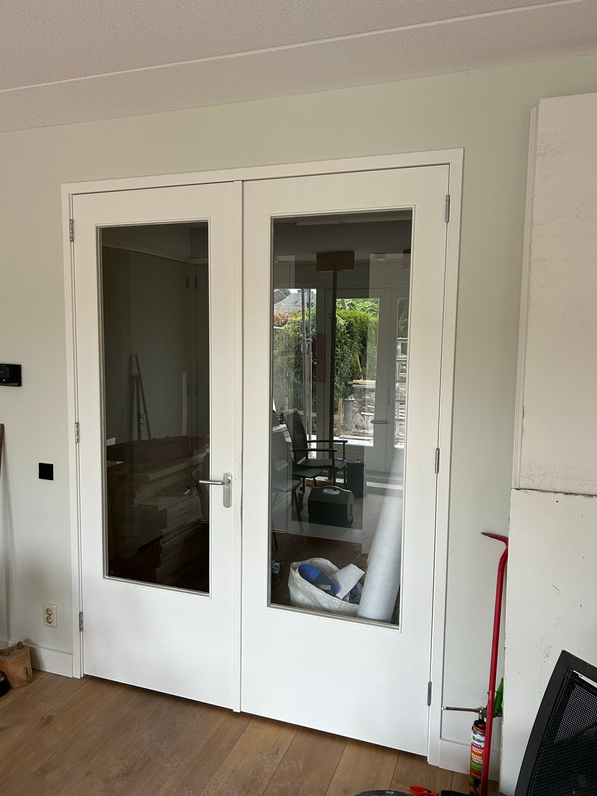 Set van 2 witte binnendeuren met glas, Doe-het-zelf en Verbouw, Deuren en Horren, Zo goed als nieuw, Binnendeur, 200 tot 215 cm