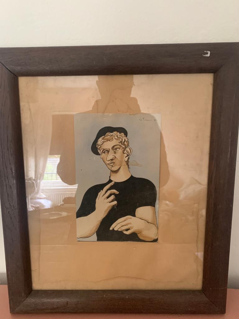 Vintage ingelijste tekening van 'La Fresnaye' uit 1911, Antiek en Kunst, Kunst | Tekeningen en Foto's, Ophalen of Verzenden