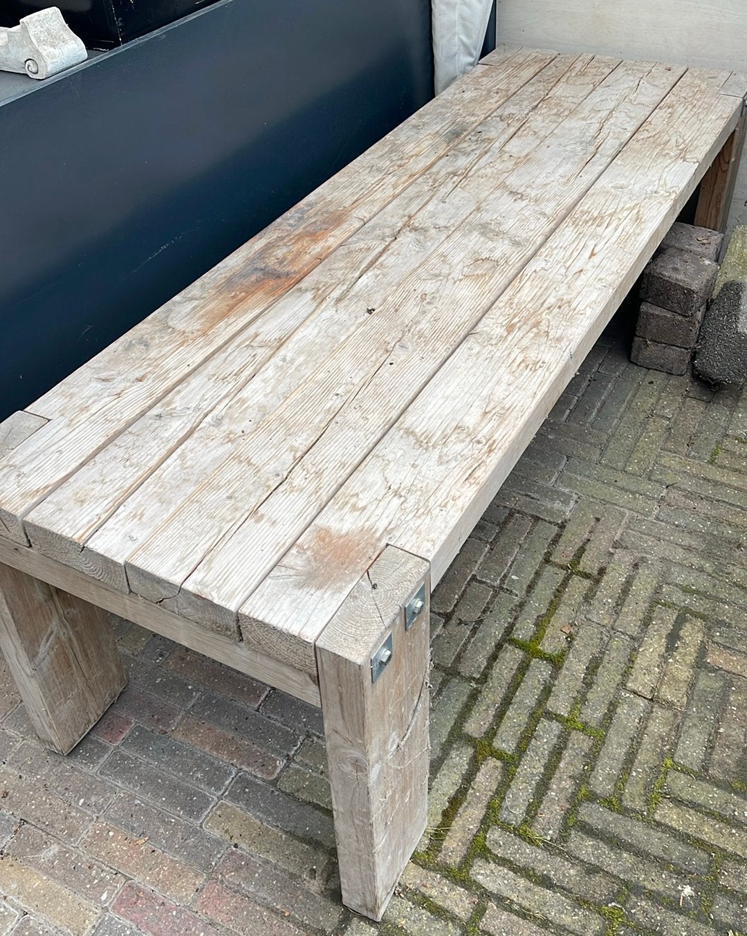 Oerdegelijke bielzen tafel 180x62x57, Ophalen, Gebruikt, Hout