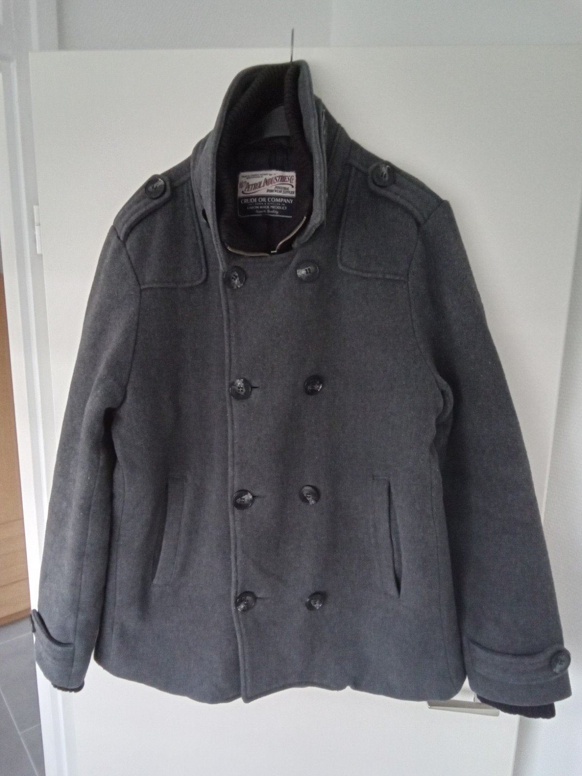 grijze warme heren jas, Ophalen of Verzenden, Zo goed als nieuw, Maat 56/58 (XL), Grijs