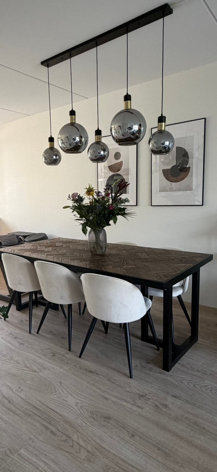 Richmond Interiors Herringbone Visgraat Houten Eettafel, Huis en Inrichting, Tafels | Eettafels, 100 tot 150 cm, 200 cm of meer