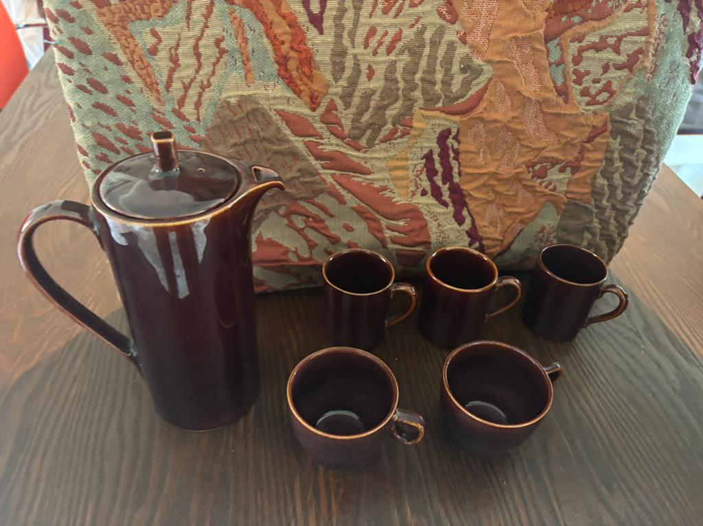 Retro koffiekan met kopjes, Verzamelen, Retro, Ophalen of Verzenden, Huis en Inrichting