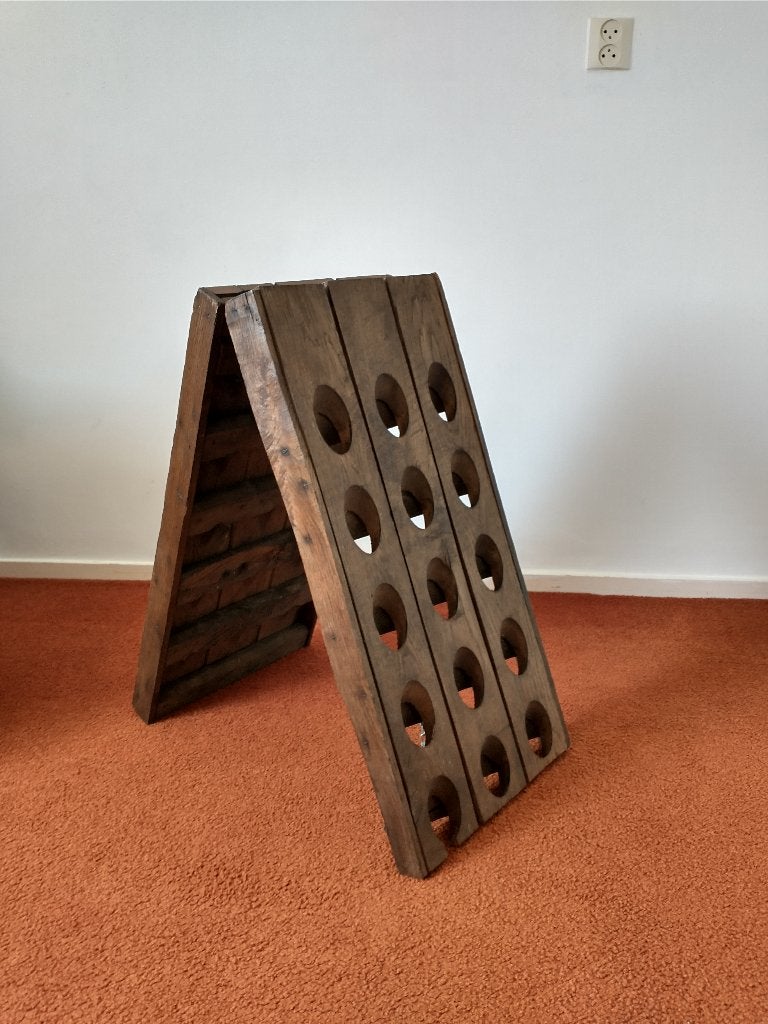 Vintage houten wijnrek voor 30 flessen, Ophalen, 50 – 75, Gebruikt, 15 tot 25 flessen