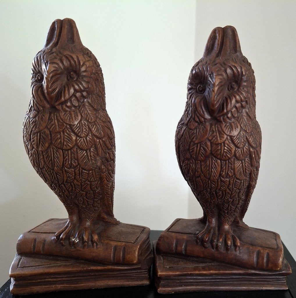 Twee vintage boekensteunen - uil op stapel boeken, Ophalen of Verzenden, Huis en Inrichting