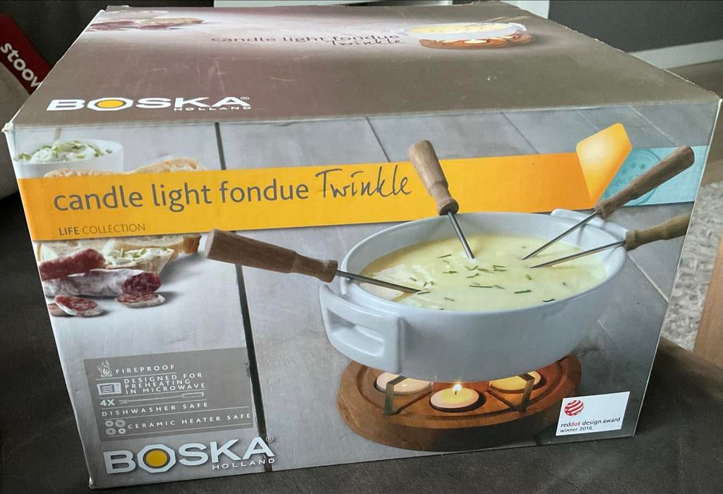 Boska Twinkle kaarslicht fondue, Witgoed en Apparatuur, Gourmetstellen, Ophalen, Nieuw, 4 t/m 7 personen