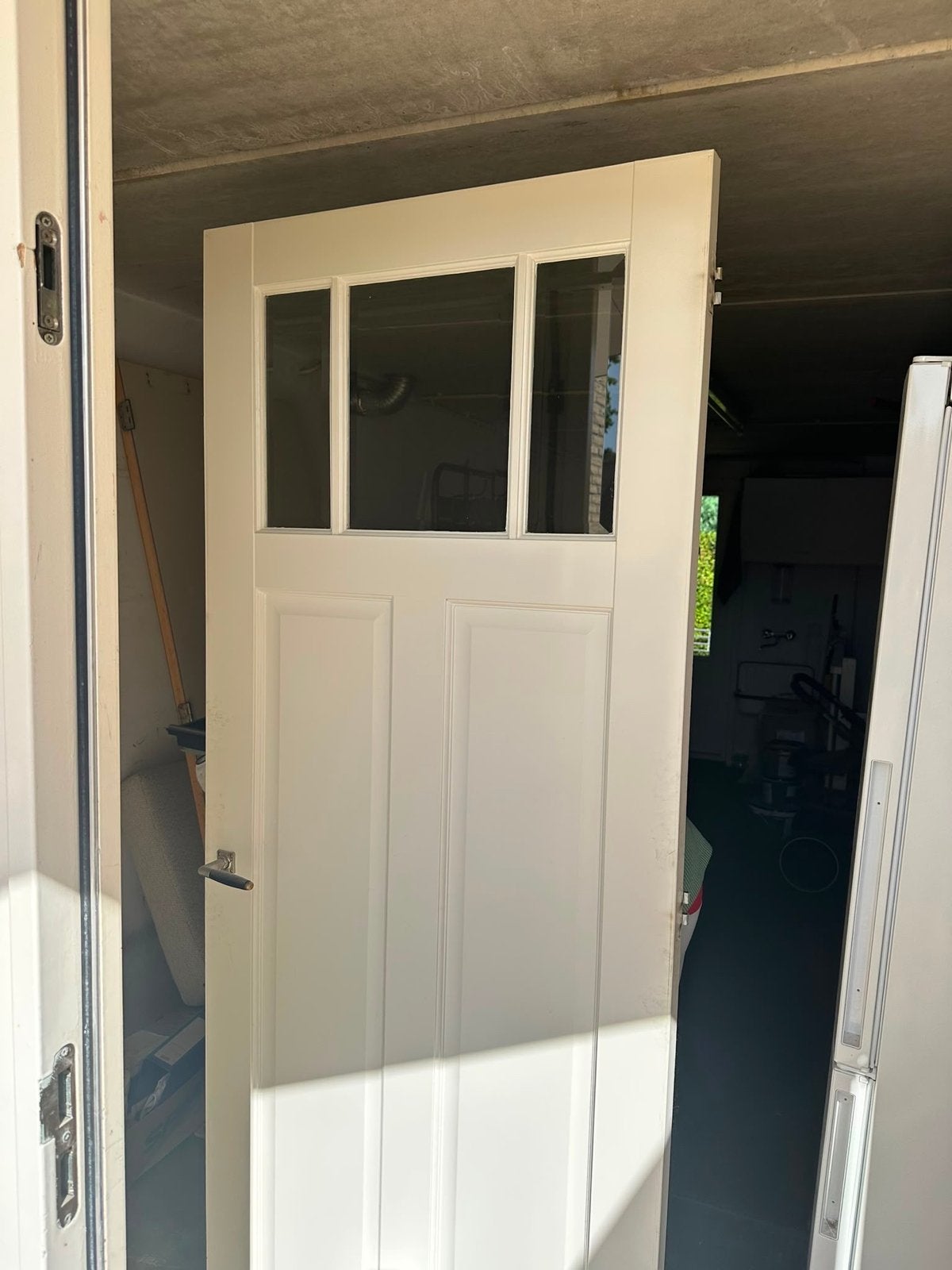 Witte houten binnendeur met raam, Ophalen, Gebruikt, 80 tot 100 cm, Binnendeur