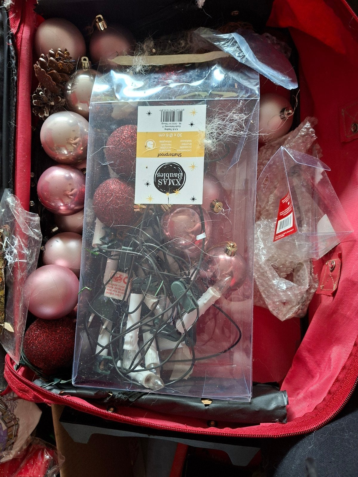 Set: Roze kerstballen (klein én groot) met kaarslampjes, Diversen, Ophalen