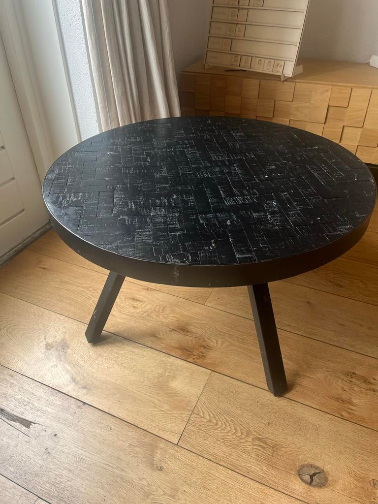 Zwarte ronde salontafel, Ophalen, Zo goed als nieuw, Rond, Minder dan 55 cm