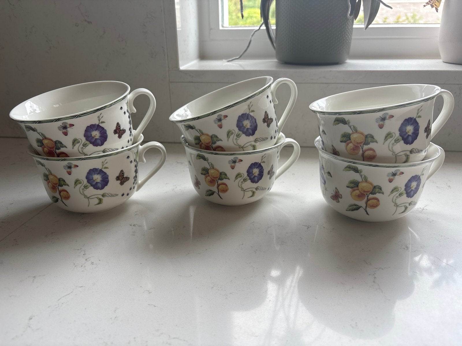 6 Janneke Brinkman soepkommen Fruit en Flowers, Overige merken, Ophalen of Verzenden, Zo goed als nieuw, Kom(men)