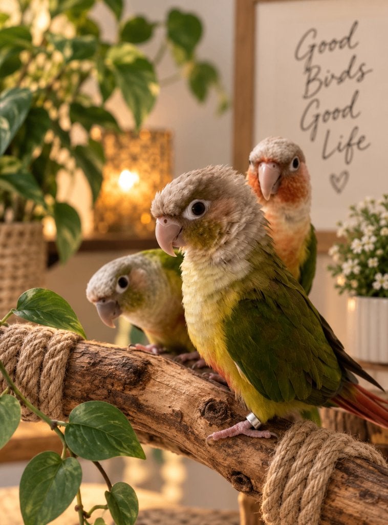 Pyrrhura's, Meerdere dieren, Parkiet, Pratend