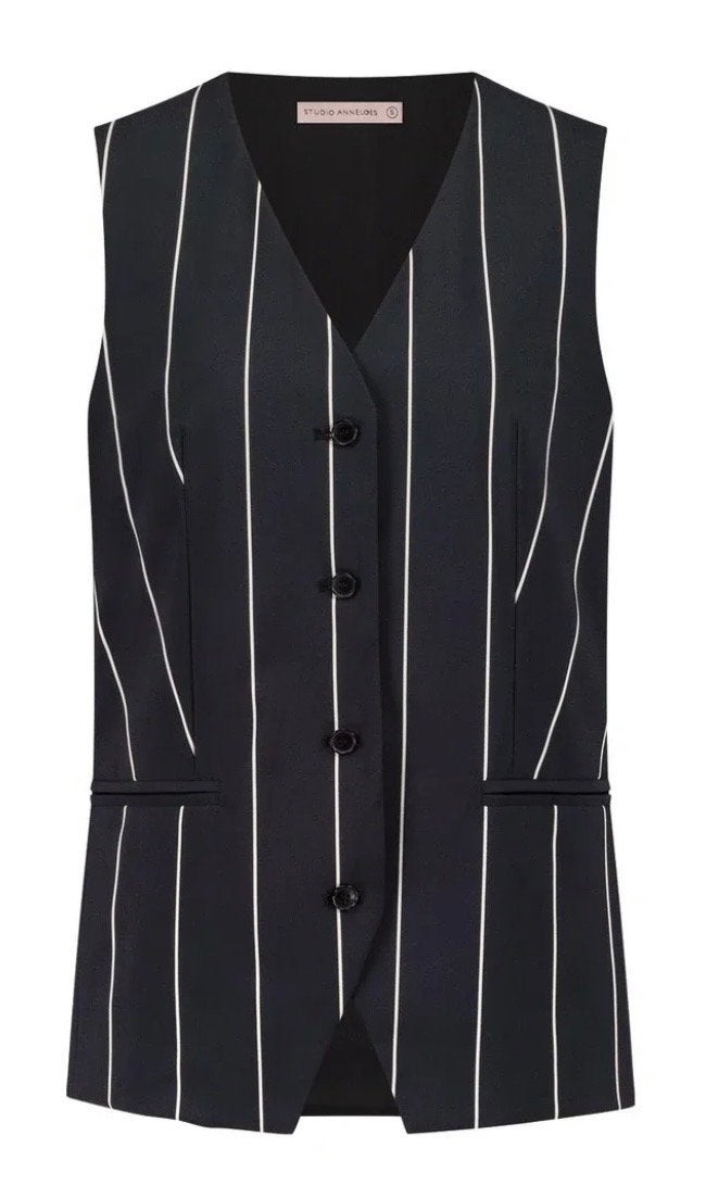 Studio Anneloes Esmee Stripe Gilet Maat M, Ophalen of Verzenden, Zo goed als nieuw, Maat 38/40 (M), Zwart