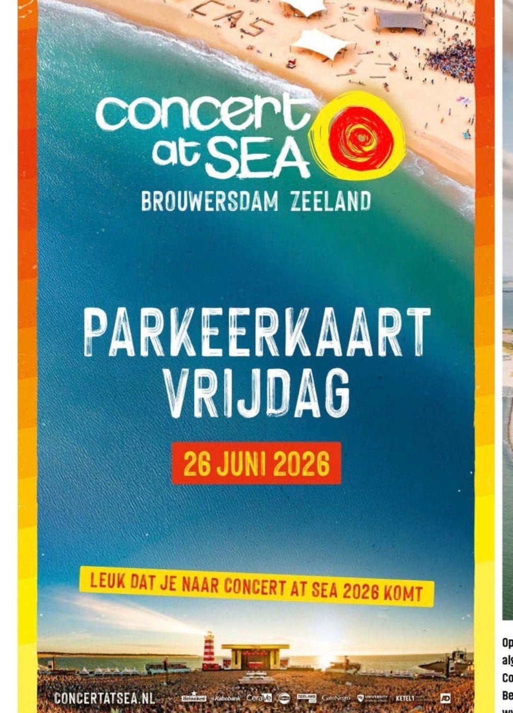 Parkeerkaart concert at sea 26 juni 2026, Eén persoon, Juni