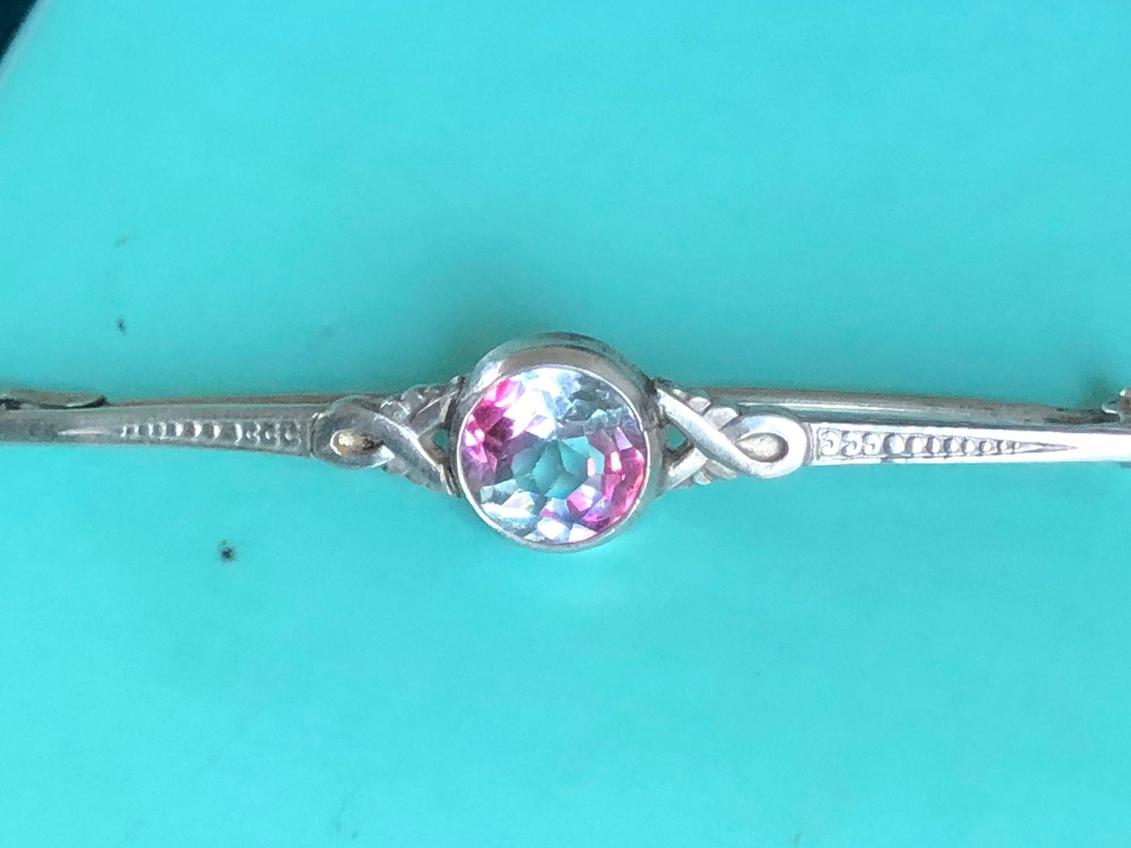 Antiek Zilveren Speld Broche Met Edelsteen, Ophalen of Verzenden, Zilver, Broche, Met edelsteen