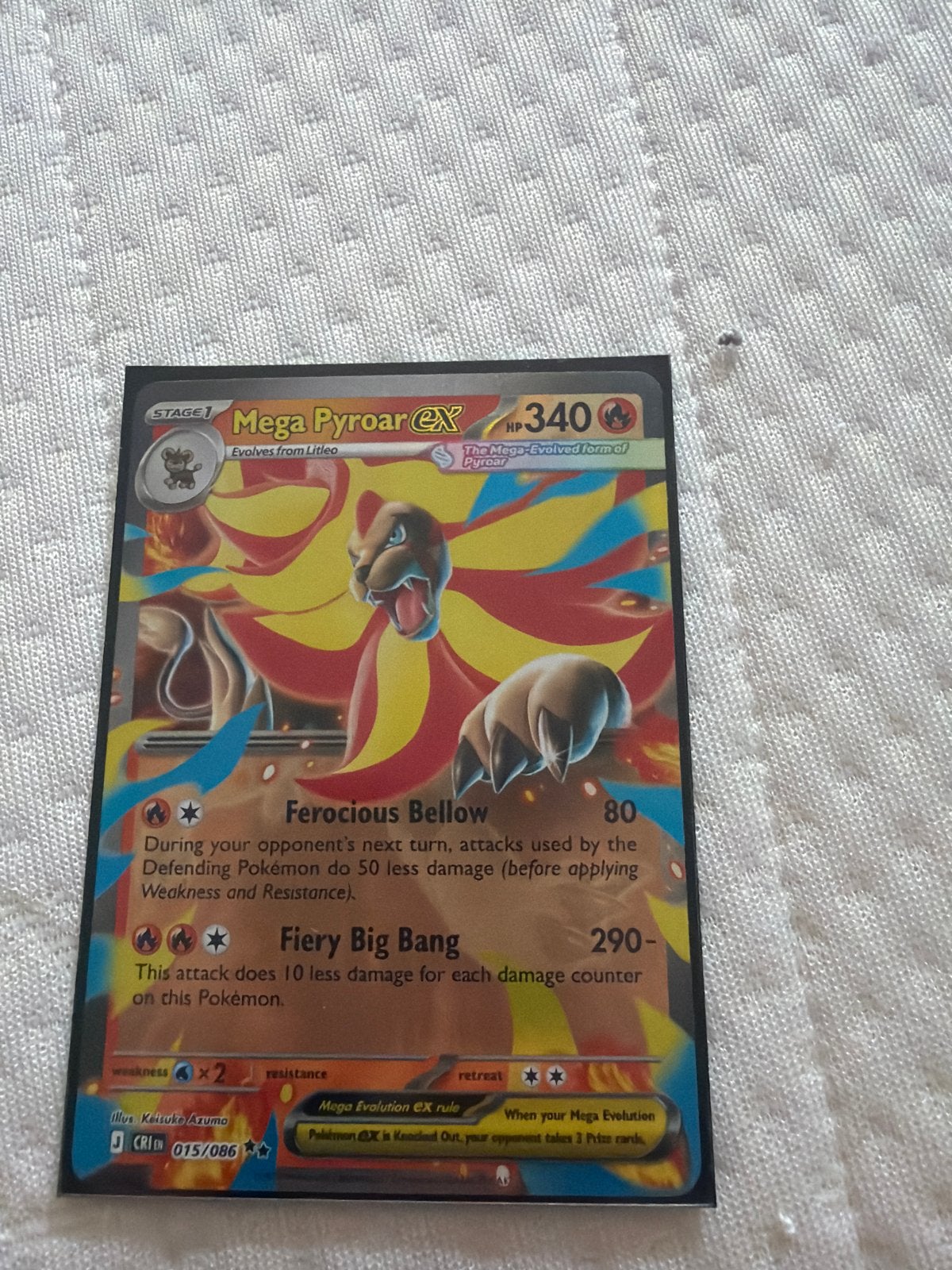 Pokémon Kaart: Mega Pyroar EX (015/086) - Zo goed als nieuw, Hobby en Vrije tijd, Verzamelkaartspellen | Pokémon, Ophalen of Verzenden