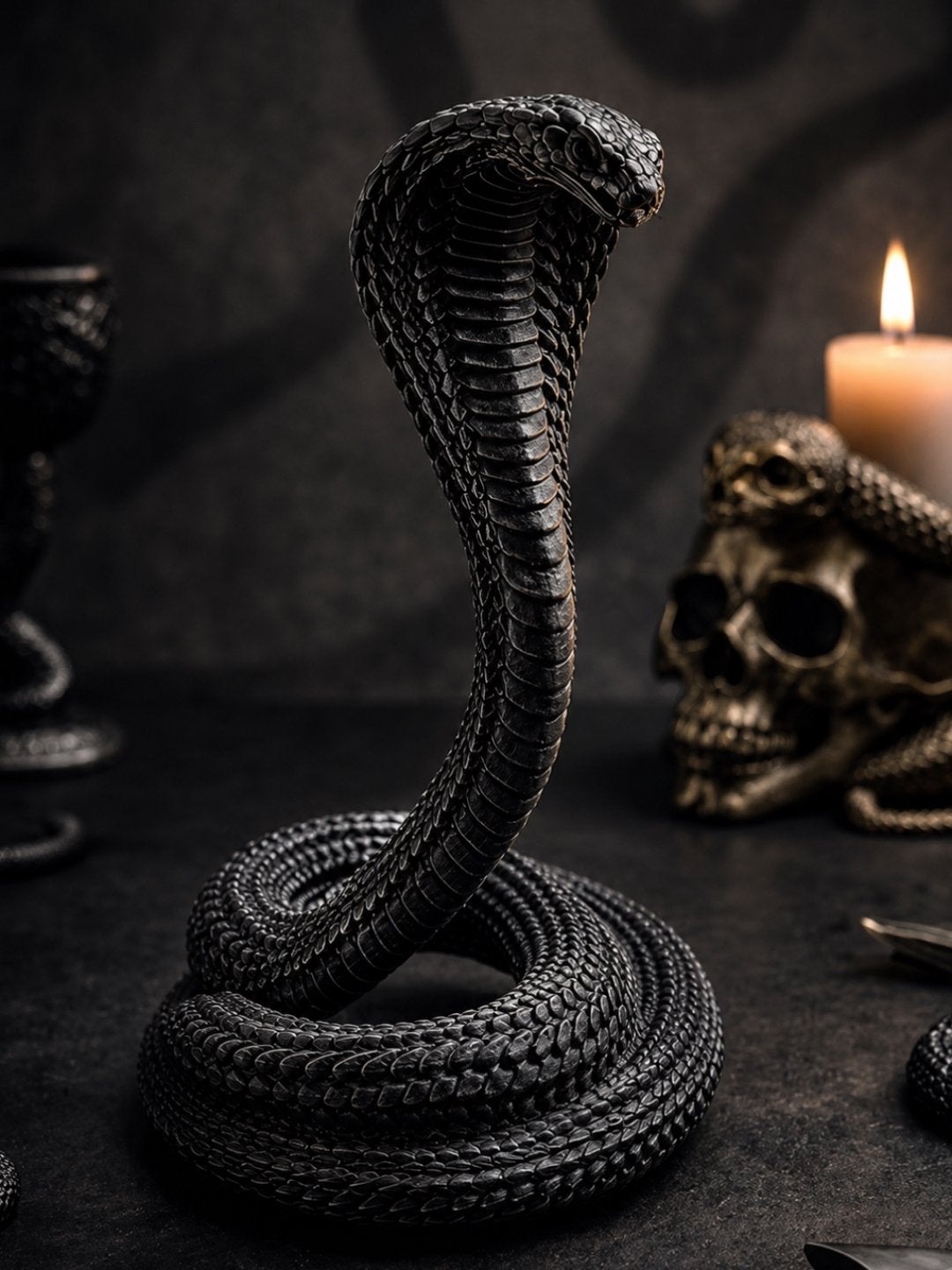 Cobra Beeld - Zwart, Overige onderwerpen, Minder dan 20 cm, Kunststof, Ophalen of Verzenden