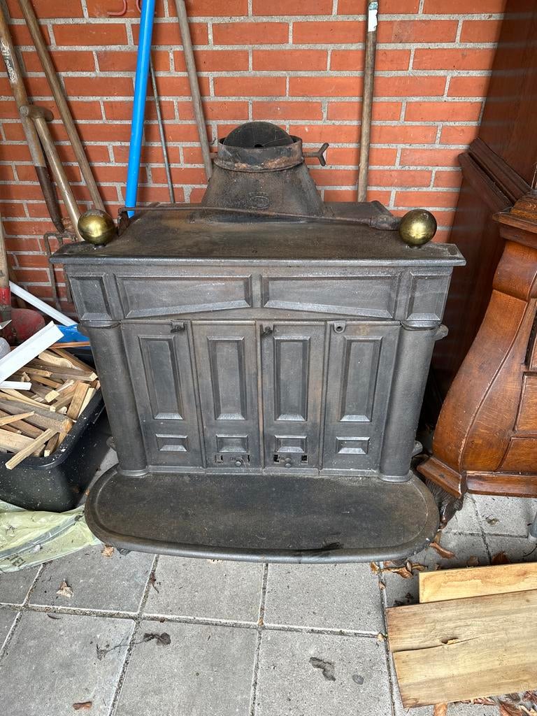 Franklin Gietijzeren kachel, Huis en Inrichting, Kachels, Ophalen, Gebruikt, Houtkachel, Vrijstaand
