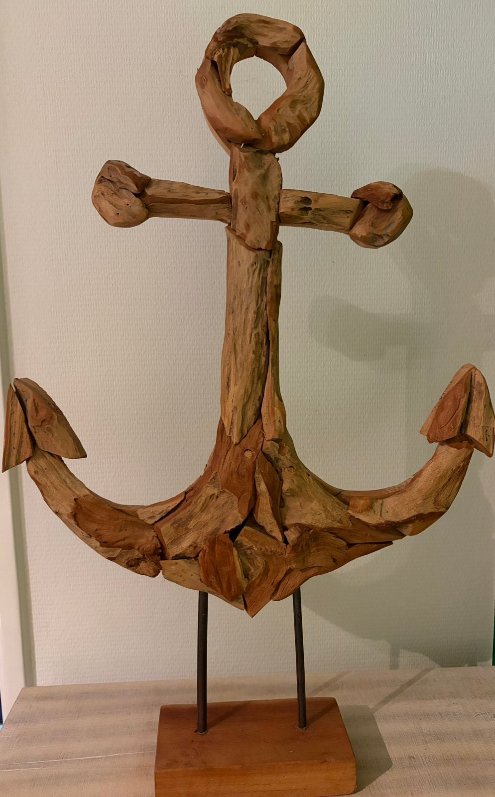Unieke teak houten anker, Ophalen