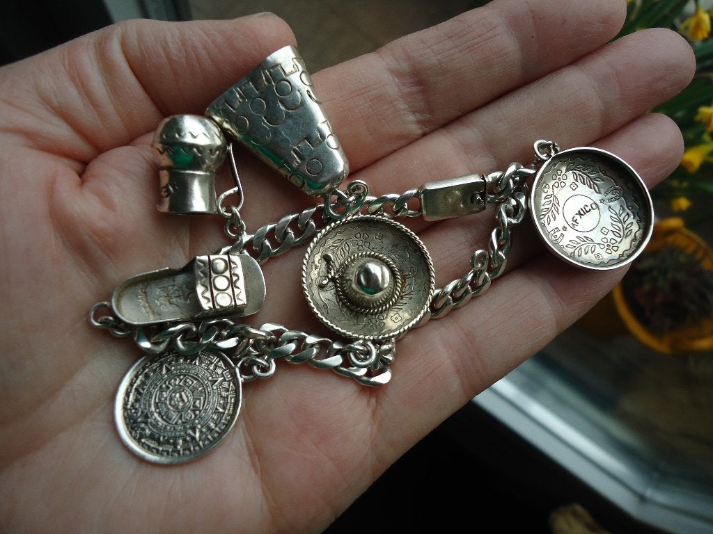 mooie echt zilveren bedelarmband mexico 18 cm en 31,4 gram, Sieraden, Tassen en Uiterlijk, Armbanden, Ophalen of Verzenden, Zo goed als nieuw