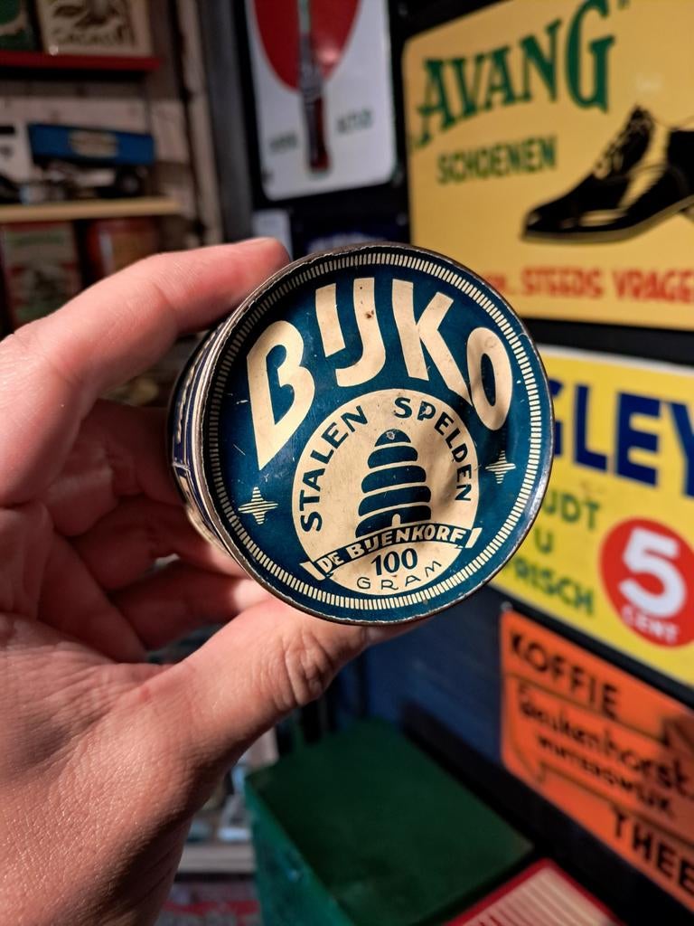 De Bijenkorf Bijko spelden blikje, Ophalen of Verzenden, Gebruikt