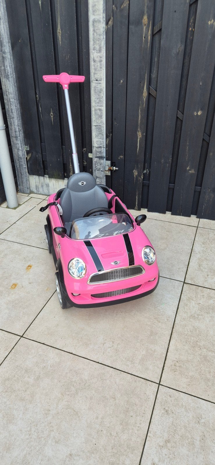 Roze Mini Cooper loopauto met duwstang, Ophalen, Gebruikt