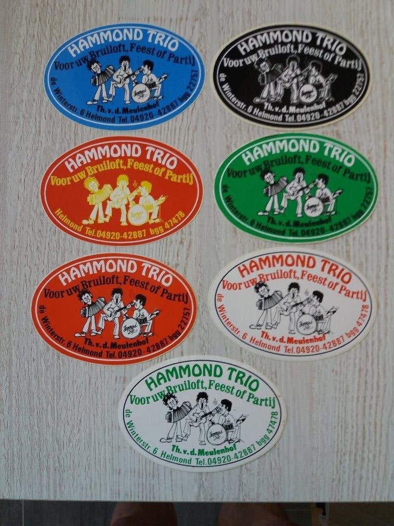 7 stickers voor uw Bruiloft ,Feest of Partij HAMMOND TRIO, Ophalen of Verzenden, Zo goed als nieuw, Overige typen