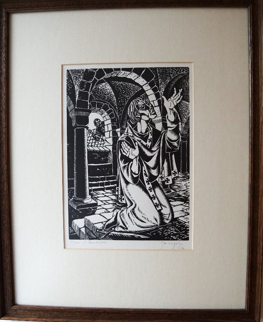 originele houtsnede + oeuvre catalogus, 1950 - 1999, Religie, Ophalen of Verzenden, Houtsnede