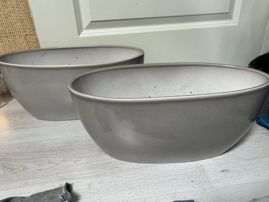 licht grijze ovalen potten, Binnen, Ophalen of Verzenden, Zo goed als nieuw, Overige vormen