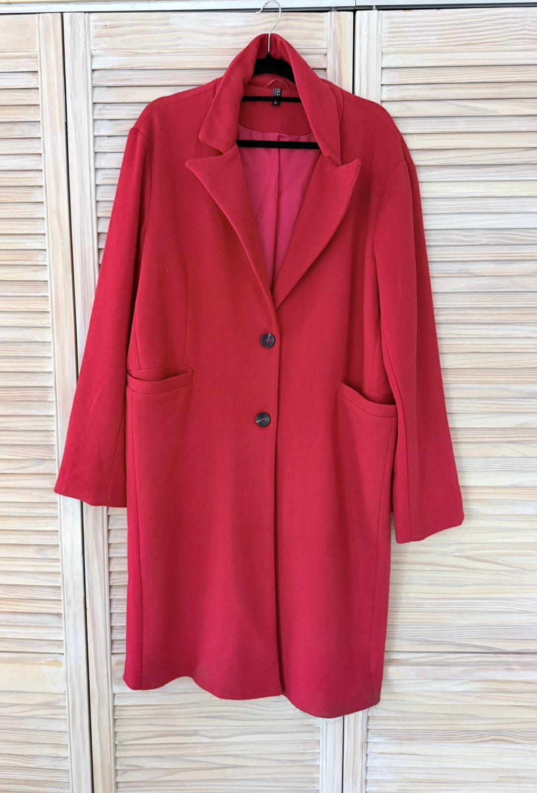 Rode mantel maat XL Wibra zgan, Kleding | Dames, Ophalen of Verzenden, Zo goed als nieuw, Maat 42/44 (L), Rood