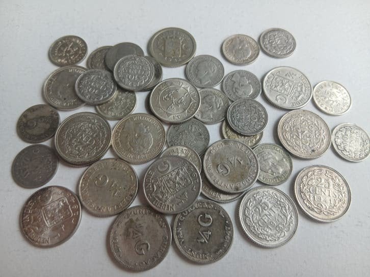 Bijna 90 gram zilveren dubbeltjes & kwartjes, Verzenden, Koningin Wilhelmina, 25 cent, Zilver